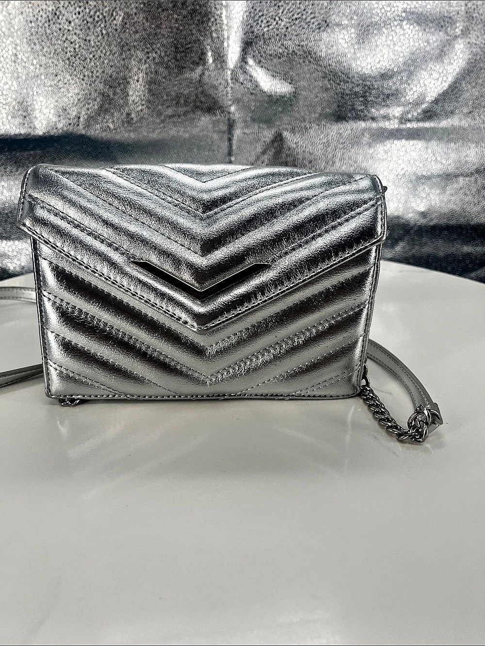 Express Silver Chevron Crossbody Like New